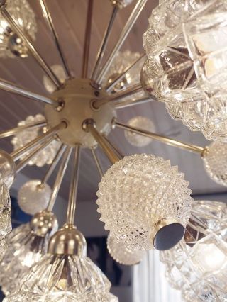 Large European SPUTNIK CHANDELIER Crystal Glass 12 lights 1960s 3