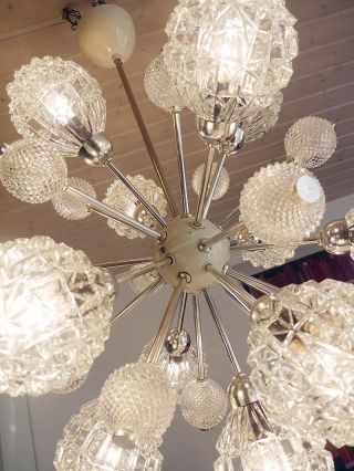 Large European SPUTNIK CHANDELIER Crystal Glass 12 lights 1960s 4