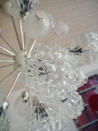 Large European SPUTNIK CHANDELIER Crystal Glass 12 lights 1960s 6