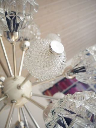 Large European SPUTNIK CHANDELIER Crystal Glass 12 lights 1960s 7