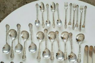 82 piece Antique Sterling Silver FW Sim & Co spoons forks knives C serving 1897 2