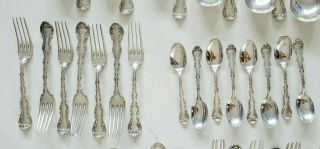 82 piece Antique Sterling Silver FW Sim & Co spoons forks knives C serving 1897 3