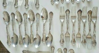 82 piece Antique Sterling Silver FW Sim & Co spoons forks knives C serving 1897 4