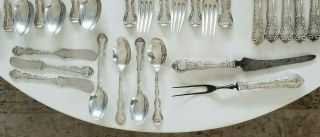 82 piece Antique Sterling Silver FW Sim & Co spoons forks knives C serving 1897 5