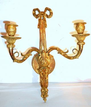 Pr.  French Gilt Bronze Sconces Circa 1910 - 20 Detail & Good Weight 8