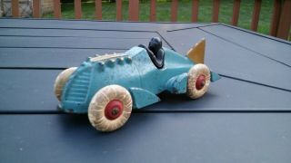 Vintage 1930s Hubley Cast Iron Golden Arrow Rocket Racer Race Car 1877 Blue