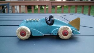 Vintage 1930s HUBLEY Cast Iron GOLDEN ARROW ROCKET RACER RACE CAR 1877 BLUE 2