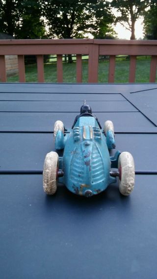 Vintage 1930s HUBLEY Cast Iron GOLDEN ARROW ROCKET RACER RACE CAR 1877 BLUE 5