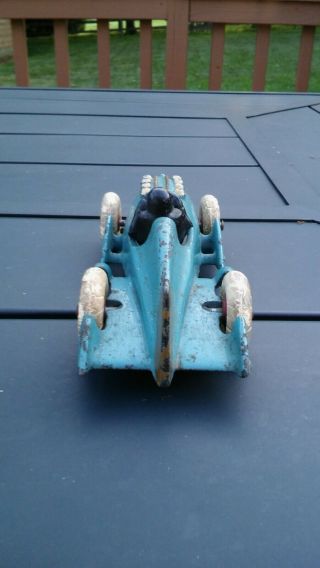 Vintage 1930s HUBLEY Cast Iron GOLDEN ARROW ROCKET RACER RACE CAR 1877 BLUE 6