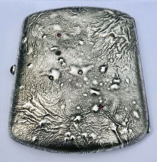 LOVELY RUSSIAN SILVER SAMORODOK CIGARETTE CASE DIAMOND/SAPPHIRE/RUBY,  C1900 5
