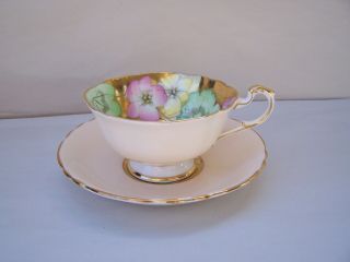 Rare Paragon Tea Cup And Saucer Gold Flowers Centre Fine 2