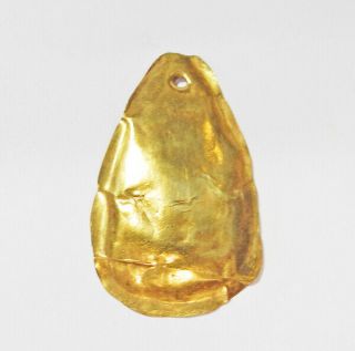 Pre - Columbian Solid 18 K Gold Pendant - Chavin Culture Peru - Ca.  300 Bc -