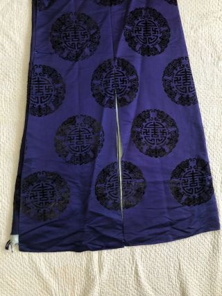 Antique 19th Century Chinese Purple Cut Velvet Shou Symbol Robe Mancu Cuff Qing 7
