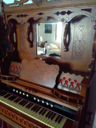 Parlor Pump Organ.  Victorian Elaborate High Back Weaver Built in 1888 12