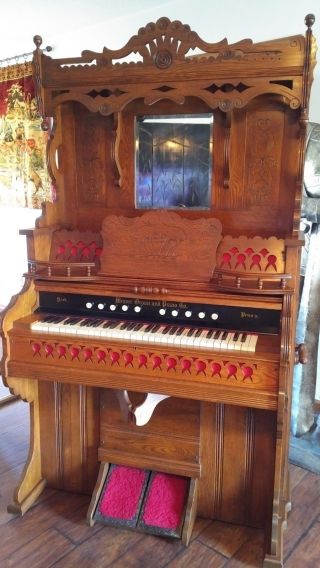 Parlor Pump Organ.  Victorian Elaborate High Back Weaver Built In 1888