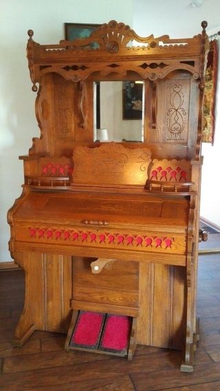 Parlor Pump Organ.  Victorian Elaborate High Back Weaver Built in 1888 8