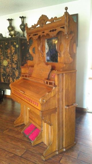 Parlor Pump Organ.  Victorian Elaborate High Back Weaver Built in 1888 9