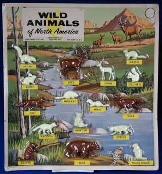 Marx Wild Animals Of North America Playset—16 In Display 1950s