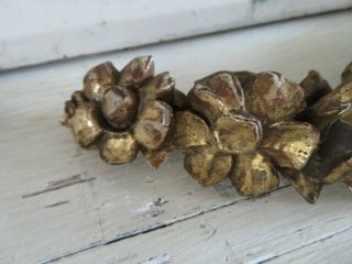 2 EXQUISITE Old French Barbola Carved Wood Fragments Thick ROSES & FLOWERS Gold 7