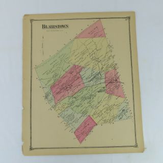 1874 Map Blairstown,  Nj F.  W.  Beers Warren County Jacksonburgh Walnut Va