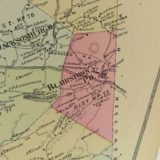1874 Map Blairstown,  NJ F.  W.  Beers Warren County Jacksonburgh Walnut Va 3