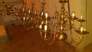 4 Vintage Williamsburg 10 Candle 2 Tier Burnished Brass Chandelier Made In Spain