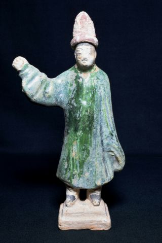 Antique Chinese Ming Dynasty Tomb Pottery Statue Attendant Figure,  C.  1500s