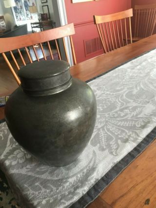 Antique Asian Pewter Tea Caddy,  Stamped