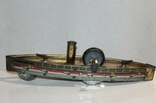 Seldom Seen Tin Hess Flywheel Operated Gun Boat Battleship Ca.  1890 