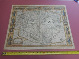 100 Large Hungary Map By John Speed C1676 Vgc Hand Coloured