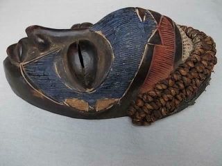 26 / WOODEN HAND CARVED AFRICAN TRIBAL MASK WITH APPLIED PIGMENTS 8