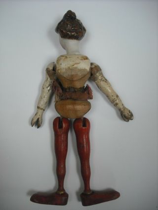 BISQUE HEAD & WOODEN BODY SCHOENHUT CIRCUS ACROBAT / PERFORMER LADY DOLL C1910 8