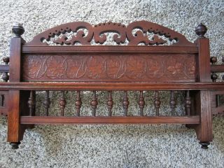 Oak Art Nouveau Architectural Salvage Furniture Pediment Victorian Cabinet Crest 2