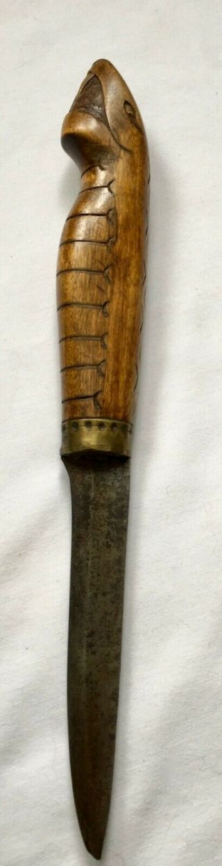 1800s Nautical Carved Handle Knife Sea Monster Whaling Fishing