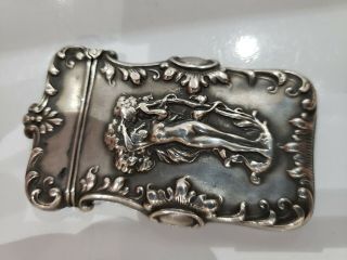 Nude Antique Art Nouveau Sterling Silver Nude Figure Match Safe Vesta Case