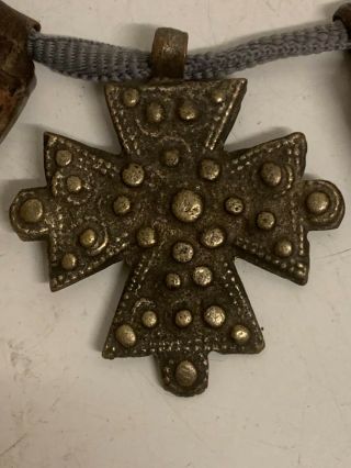 190625 - tribal Ethiopian necklace with cross and 2 Amulets - Ethiopia. 3