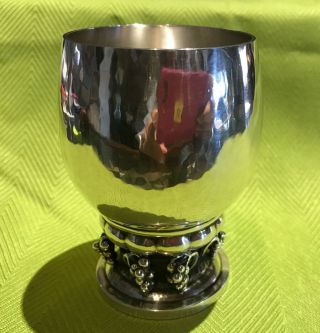 Vintage Georg Jensen Sterling Silver Grape Cup 296d Hand Hammered Denmark
