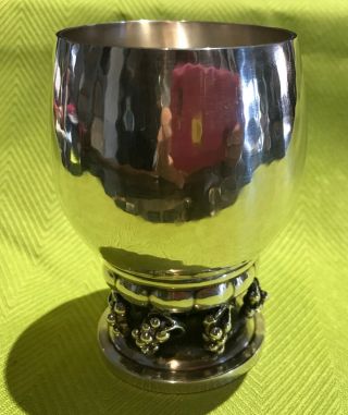 Vintage Georg Jensen Sterling Silver Grape Cup 296D Hand Hammered Denmark 3