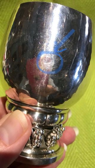 Vintage Georg Jensen Sterling Silver Grape Cup 296D Hand Hammered Denmark 6