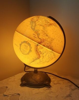 Vintage Replogle Globes,  Inc.  Terrance E.  Donovan Light Up Globe W/metal Stand