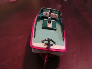 RARE VINTAGE 1950 ' S SEA QUEEN NO.  56 TIN WIND UP BOAT - 5