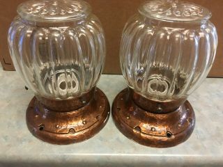 Vintage Copper Flush - Mount Ceiling Lights (2 Matching)