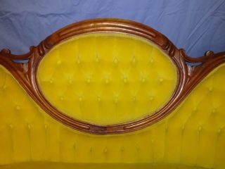 Antique Victorian Humpback Carved Loveseat / Sofa Couch,  Pick Up Only 3