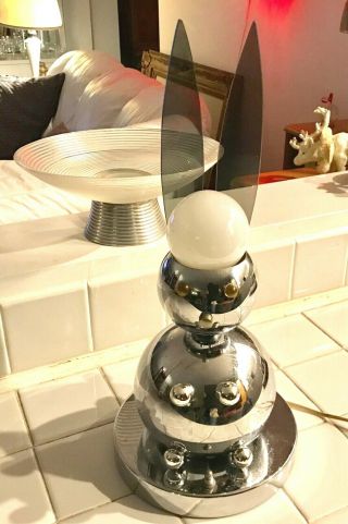Torino Mid Century Chrome Rabbit Eyeball Robot Lamp Scarce & Adorable