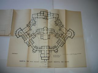 Central Indiana Hospital For Insane 1903 - 1906,  Large Fold Out Plans/map 1908