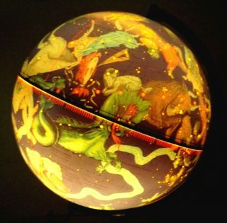 Rare 1975 Danish Scan - Globe A/s Celestial 12 " Zodiac Symbols Globe Karl F Harig