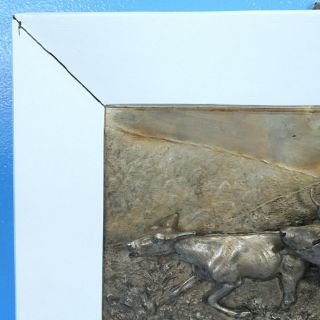 Antique German Silver Hunt WALL PLAQUE Stag Deer 3D Relief c1910 Framed PFLUG 7