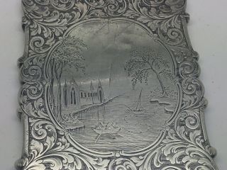 Sterling Silver Naphaniel Mills Castle Top Card Case Rare View 1843 3
