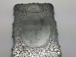 Sterling Silver Naphaniel Mills Castle Top Card Case Rare View 1843 4