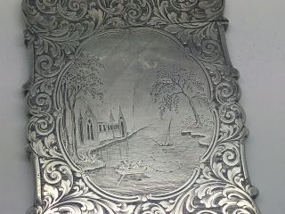 Sterling Silver Naphaniel Mills Castle Top Card Case Rare View 1843 8